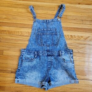 Bootlegger Shortalls Size X Large Acid Wash Denim Side Zipper